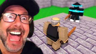 Teaching My DAD How to 1V1 in Roblox Bedwars..