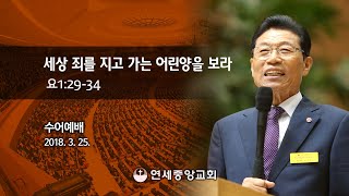 [수어예배] 세상 죄를 지고 가는 어린양을 보라 2018-03-25 [연세중앙교회 윤석전 목사]