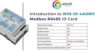 Introduction to WIN-IO-4AOMV Modbus RS485 Analog Output Card | 4 AO | 24V DC | RS485 | IoT | IIoT |