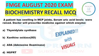 BIOCHEMISTRY FMGE 2020 AUGUST EXAM | FMGE RECALL MCQ  | Image Based Question IBQ | Doctor Capricorn