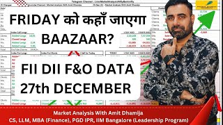 FII DII F\u0026O Data || Nifty Banknifty Finnifty Prediction for Tomorrow Friday 27th December 2024