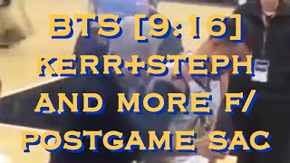 BTS [9:16] Kerr x Steph Curry + postgame interviews (Klay, Durant, Draymond) from win in Sacramento