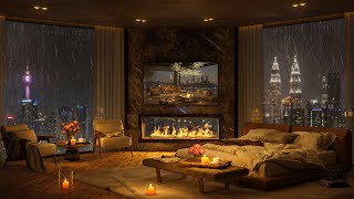 🌧️ Kuala Lumpur City Views Rainy Night in Cozy Bedroom with Smooth Piano Jazz Music to Relax & Sleep