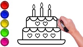 Drawing A Simple Birthday Cake How To Draw Cake Drawing For Kids