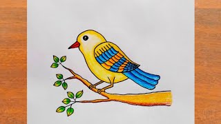 चिड़िया का चित्र बनाना सीखें || How to Draw a Bird Easy step by step || bird drawing easy
