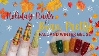 Born Pretty Fall/Winter Gel Set - Plaid Fall Nails - Sweater Nails