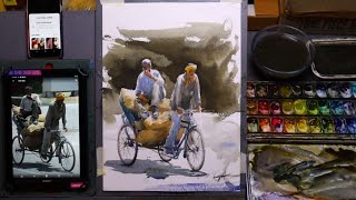 Watercolor figurative composition live demo  Artist By Achintya Hazra