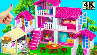 (Amazing) Build 3-Storey Pink Villa with Cow Shed and 8 Room from Cardboard ❤️ DIY Miniature House