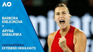Barbora Krejcikova v Aryna Sabalenka Extended Highlights | Australian Open 2024 Quarterfinal