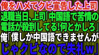 【スカッとする話】俺をハメてクビ宣告したコネ入社の無能上司「仕事もできん無能はクビだｗ」→退職当日、上司「中国語で苦情が殺到してる！何とかしろ」俺「僕しか中国語話せませんが。じゃクビなので失礼します