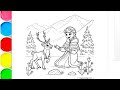 How to draw Anna from Frozen, Disney princess Elsa Anna drawing, Frozen movie colouring pages