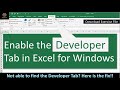 Session150 - How to Enable the Developer Tab in Excel for Windows | Excel VBA series lesson-4