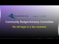 August 19, 2020 Community Budget Advisory Committee Meeting