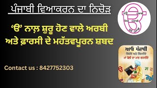 ਪੰਜਾਬੀ ਵਿਆਕਰਨ ਦਾ ਨਿਚੋੜ- ਅਰਬੀ ਅਤੇ ਫ਼ਾਰਸੀ ਸ਼ਬਦ -ਕੋਸ਼ (ਭਾਗ -ਪਹਿਲਾਂ )- ਪ੍ਰੋਫ: ਬਲਜਿੰਦਰ ਸਿੰਘ