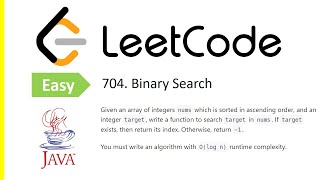 LeetCode Problem: 704. Binary Search | Java Solution