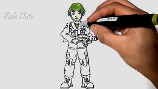 How to draw a soldier in easy steps for kids, menggambar tentara dengan mudah untuk anak anak