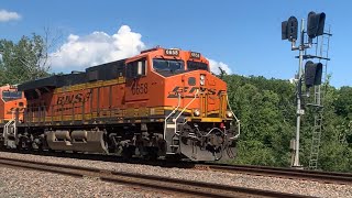 BNSF 6658 w/ loads of horn action leads a Loaded grain on 8/20/22