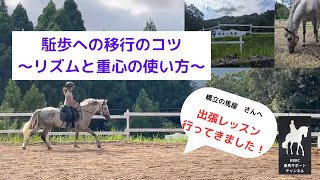 【駈歩】駈歩への移行が苦手な方必見！　リズムを使って移行！重心を使って移行！　この動画と自分を見比べて問題解決の糸口に！【乗馬】