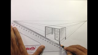 How to Draw a Office Table in Two Point Perspective
