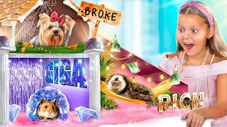 We Build Secret Rooms for Pets! Broke vs Rich vs Giga Rich Pets!