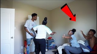 CAUGHT IN B.3.D WITH TRAY PRANK ON BOYFRIEND!!! (HE GETS MAD)