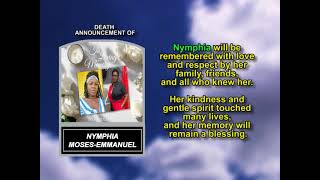 Nymphia Moses-Emmanuel ~ Short Obituary