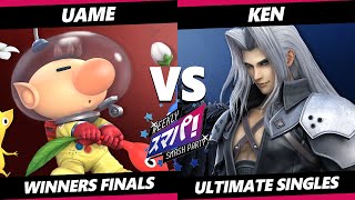 Sumapa 169 WINNERS FINALS - KEN (Sephiroth, Sonic) Vs. Uame (Olimar) Smash Ultimate - SSBU