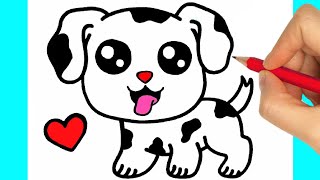 HOW TO DRAW A CUTE DOG EASY STEP BY STEP - HOW TO DRAW A DALMATA - DRAWING A CUTE puppy