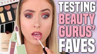 TESTING BEAUTY GURUS YEARLY MAKEUP FAVORITES?! || 5 First Impressions