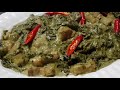 dried taro leaves in coconut milk laing