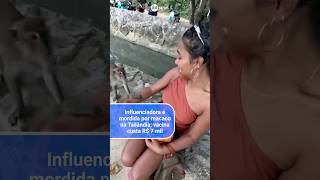 Influenciadora é mordida por macaco na Tailândia; vacina custa R$ 7 mil