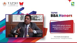 How is TAPMI going to develop competencies for the students in BBA Honors Program?