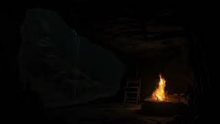 🌧️✨ Rain Cave - Cozy cave atmosphere with campfire sounds 🕯️🔥