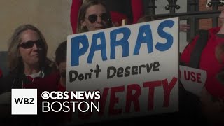 Striking Massachusetts teachers rally outside State House