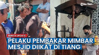 Pelaku Pembakar Mimbar Mesjid Raya Makassar Diikat di Tiang Listrik