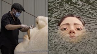 Creepy Sculpture of Drowning Girl Appears in River