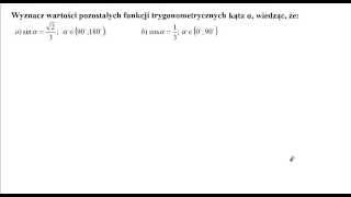 Wyznaczanie wartości pozostałych funkcji trygonometrycznych