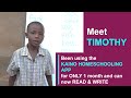 Meet Timothy Muwanguzi, a 5 year old boy from Kasokoso slums who can now read and write using KAINO.