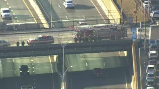 Firefighters salute as fallen brother passes by