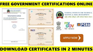 Free Government Certificate | Download  National Level Certificate Online | MyGov | MSME | NITTSD