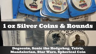 Silver Coins \u0026 Rounds - Dogecoin, Sonic the Hedgehog, Tetris, Mandalorian, Star Wars, Spherical Coin