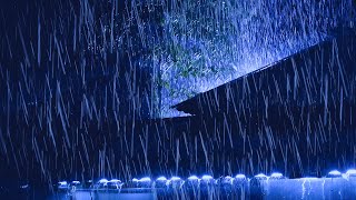 Fall Asleep Instantly with Very Heavy Rain \u0026 Powerful Thunder on a Tin Roof at a Cabin in the Forest