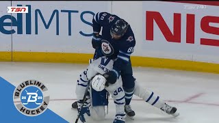 Auston Matthews and Pierre-Luc Dubois get into a "wrestling match" (Jets Broadcast)
