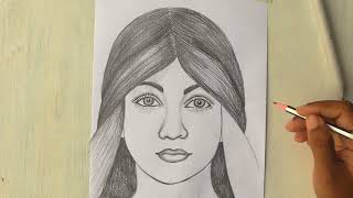 Girl Face || Easy pencil Sketch || How to draw girl face || সহজ মেয়ের মুখ | आसान लड़की चेहरा ड्राइंग