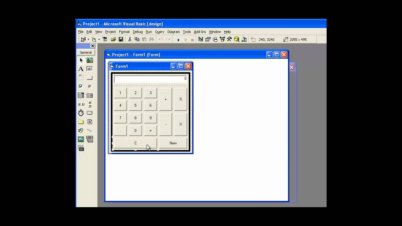 Basic 6. Калькулятор на Бейсике. Окно среды программирования Visual Basic. Visual Basic 6.0. Калькулятор в vba.