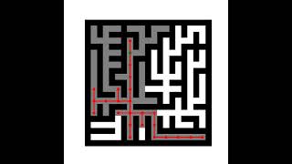 Prim's Maze Solved with Random Mouse Algorithm Animation