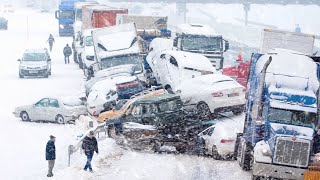 Massive 50+ Vehicle Pileup in Manitoba! Blizzard Chaos in Winnipeg - Highway Shut Down