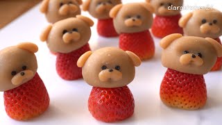 Puppy Strawberry Mochi 小狗狗冰皮麻薯 | Clarakitchen21