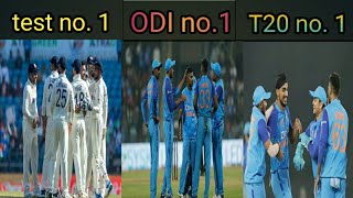 Team India no. 1 icc rankings test. ODI & T20 | India are now No. 1 in all three formats |