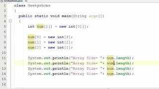 82. Jagged Array length in Java Programming (Hindi)